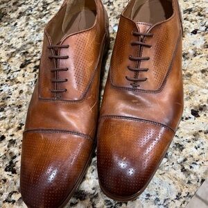 Mauri Elegant Brown Leather Oxfords with Cap Toe Broguing